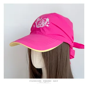 Korean style embroidered wide-brim headscarf baseball cap women summer sun protection hat