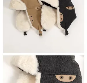 Winter thick warm bomber hat, plush earflap trapper cap, windproof outdoor snow ski cap for men.