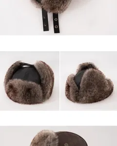 Detailansicht der Winter Fliegermütze mit Fell, warme winddichte Pelzmütze Produktpräsentation.