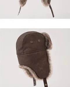 Winter Pelz Pilotenmütze mit Ohrenklappen, warme winddichte Mütze für kalte Tage und Outdoor.