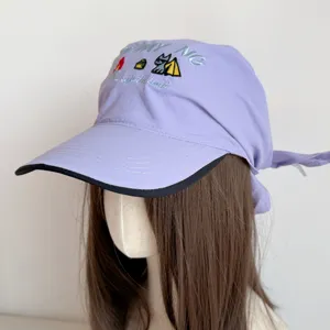 Women summer lavender embroidery baseball cap headscarf outdoor sun protection hat