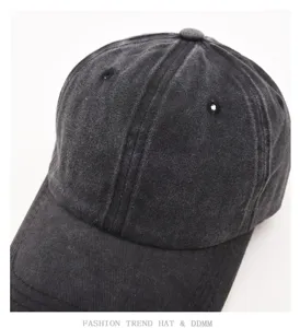 Vintage washed black denim baseball cap for men and women casual streetwear sun hat.