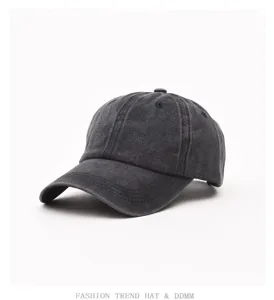 Vintage washed denim baseball cap casual distressed dad hat soft curved brim sun hat for daily wear