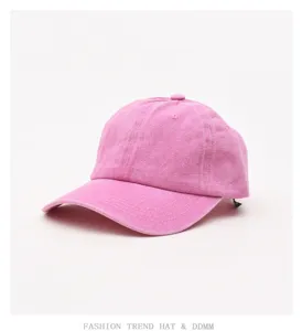 Pink washed denim baseball cap detail, curved brim and eyelets for casual everyday wear.