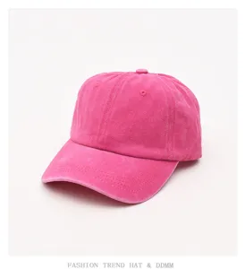 Unisex pink vintage washed distressed baseball cap casual soft crown cotton dad hat