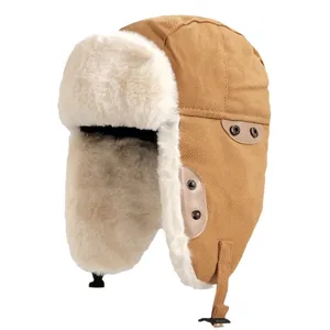 Winter thermal bomber hat for men and women, thickened windproof trapper ushanka cap.