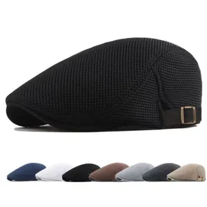 Unisex Verano Transpirable Malla Gorra Plana Ajustable Ivy Cap Boina Retro Sombrero De Sol Casual Para Hombres Mujeres
