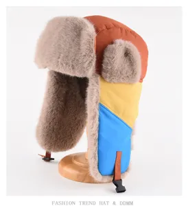 Cappello da trapper colorblock inverno caldo peluche paraorecchie berretto sci antivento