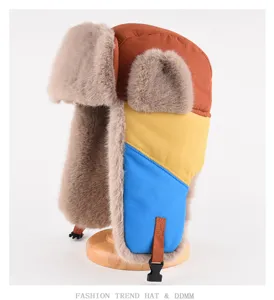 Cappello da trapper colorblock invernale caldo felpato paraorecchie antivento sci per uomo e donna