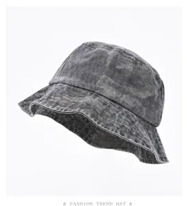 Καπέλο bucket από πλυμένο denim για άνδρες και γυναίκες, vintage camo αντηλιακό καπέλο.