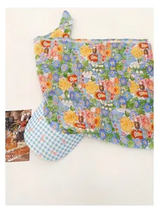 French retro floral pattern headscarf spliced duck tongue cap spring summer sun protection hat
