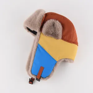 Cappello da aviatore invernale colorato con paraorecchie in peluche, caldo berretto antivento.