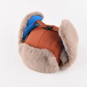 Colbacco trapper colorblock caldo per inverno, cappello antivento con paraorecchie per sci e bici.
