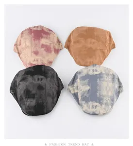 Vintage tie-dye flat cap newsboy baret hoed voor heren en dames, lente herfst casual stijl.