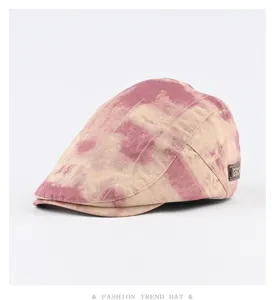 Vintage tie-dye ivy cap voor heren en dames, casual lente baret en duckbill hoed.