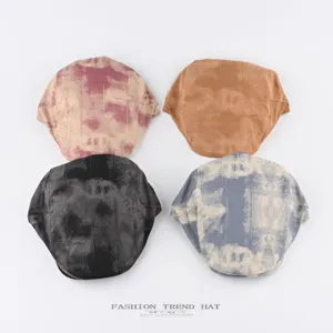 Vintage tie-dye ivy platte pet voor heren en dames lente casual katoenen baret
