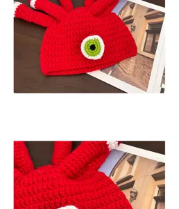 Berretto lavorato a mano tentacoli di polpo rosso, simpatico cappello all'uncinetto invernale.