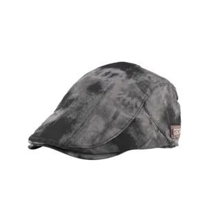 Vintage tie-dye platte pet voor heren en dames, casual newsboy hoed met uniek patroon.