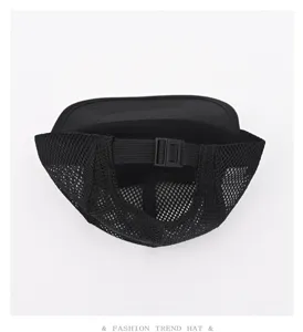 Casquette de baseball en filet noir avec sangle réglable, chapeau d'été respirant pour homme.