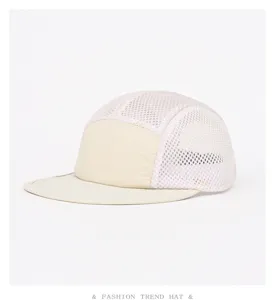 Casquette de baseball plate en mesh 5 panneaux style japonais, chapeau d'été respirant.
