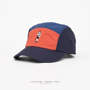 Retro Bestickte Baseballcap Farbblock 5 Panel Hut Outdoor Schnelltrocknender Sonnenschutz Hut Für Damen Herren