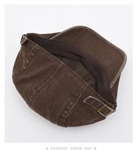 Vintage washed denim ivy cap newsboy hat for men and women retro casual flat cap outdoor wear