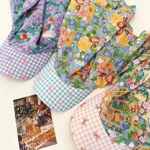 French retro floral headscarf baseball cap for women, sun protection duck tongue sun hat