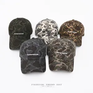 American street style camo baseball cap with letter embroidery, soft top couple hip hop hat.