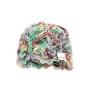 Colorful handmade crocheted hollow beanie hat for women, breathable knit hat for summer.