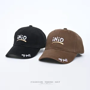 Unisex Cotton Blend Baseball Cap Wide Brim Adjustable Casual Sun Protection Hat With Letter Embroidery Spring Summer