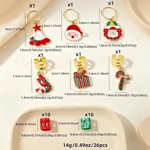 26pcs Christmas Dreadlock Rings Alloy Hair Cuffs Santa Claus Hair Braids Set