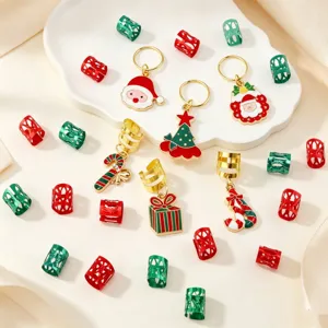 Christmas hair rings alloy braid cuffs set holiday festive hair accessories cute pendants 26pcs