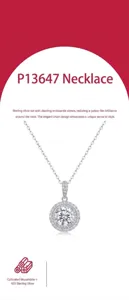 Exquisite 925 sterling silver moissanite pendant necklace, elegant double halo design for women.