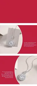 Detailed view of the S925 sterling silver moissanite necklace, shining bright and elegant.