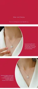 Detailed shot of S925 sterling silver moissanite pendant necklace, exquisite clavicle chain.
