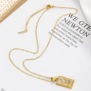 Collar de tarot de acero de titanio, cadena de clavícula de diseño de moda europea y americana.