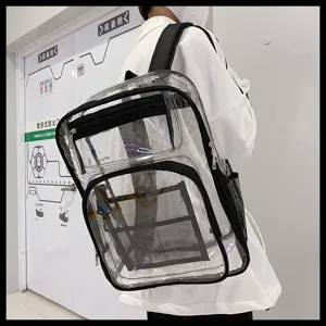 Clear PVC Backpack Transparent Waterproof School Bag Large Capacity Casual Daypack
