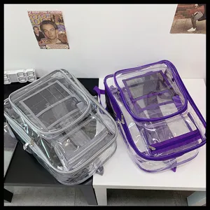 Transparent waterproof casual school backpack PVC large capacity clear student daypack