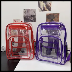 Clear PVC backpack large capacity waterproof transparent school bag for students casual daily wear