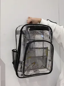 Clear PVC waterproof backpack large capacity school bag casual daypack for students
