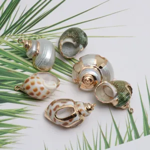 Natürliche Muschel galvanisiert Schnecken Anhänger gemischte Stile hohl DIY Schmuck