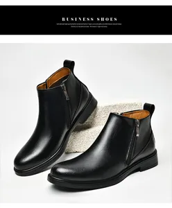 Herren Lederstiefel Herbst Winter Business Chelsea Boots kurze Schuhe schwarz Stiefeletten