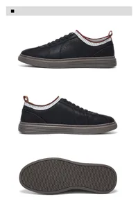 Men's retro casual sneakers with soft sole and knit collar detail for daily wear.