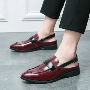 Heren lakleer slip-on sandalen, comfortabele zomerschoenen met een stijlvol design.