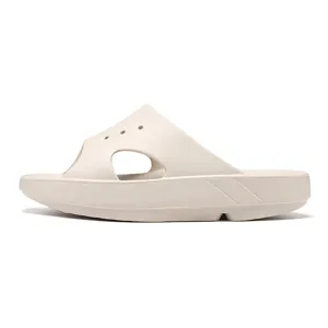 Sliders décontractés à semelle épaisse minimaliste pour hommes et femmes, beige intérieur.