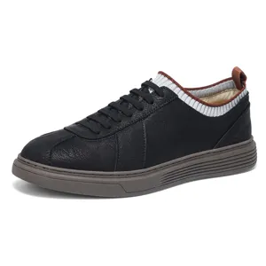Men Casual Sneakers Black Retro Board Shoes Soft Sole Slip-On Fashion Comfortable Shoes