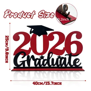 Segno da tavolo in legno di laurea 2026 decorazione per festa cappello rosso nero ornament