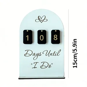 Hölzernes Hochzeits-Countdown-Schild Ornament 15cm Boho-Stil Tischdeko Detailansicht