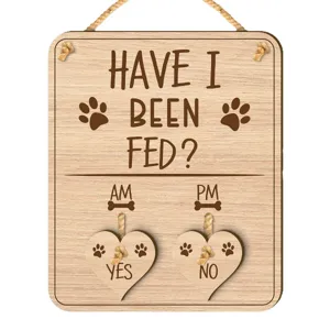 Plaque en bois rappel de nourrissage animal de compagnie chien chat panneau suspendu