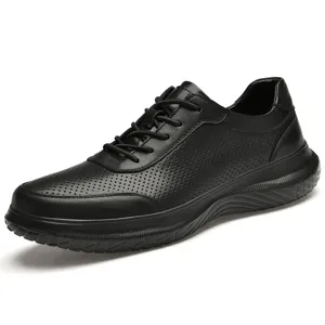 Zapatos Casuales de Cuero para Hombres Piel de Vaca Genuina Transpirable Zapatos de Senderismo al Aire Libre Primavera Verano Plano Calzado